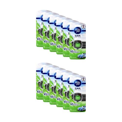 12PK Ambi Pur Car Mini Clip Air Freshener W/ Intensity Dial New Zealand Springs