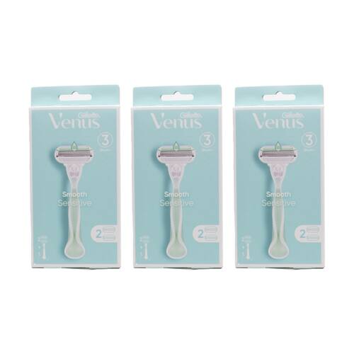 3PK Gillette Venus 3 Smooth Sensitive Razor Blade W/ Handle & 2 Cartridge
