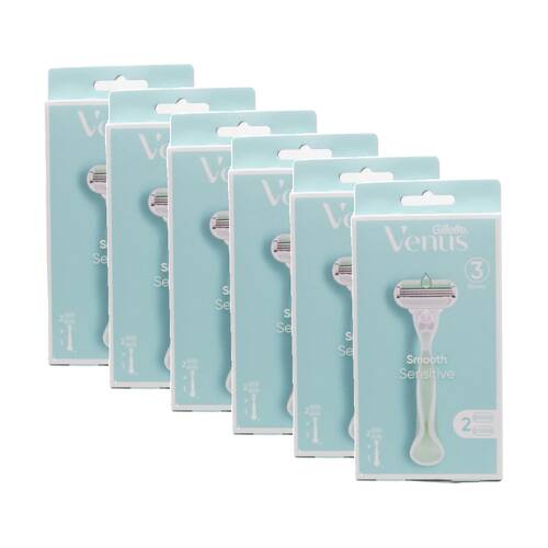 6PK Gillette Venus 3 Smooth Sensitive Razor Blade W/ Handle & 2 Cartridge