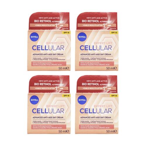 4PK Nivea Day Cream Advanced Anti Age Expert Lift Cellular Pure Bakuchiol 50ml