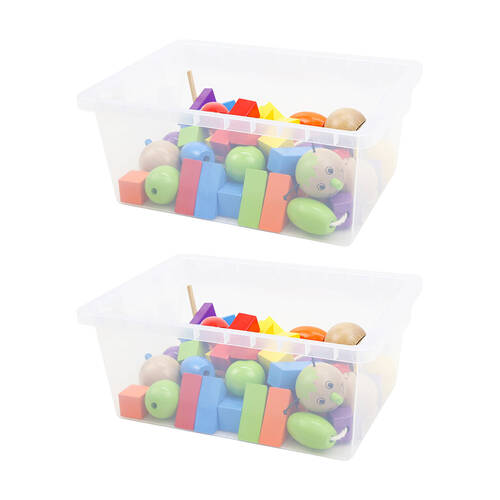 2PK Vivaio Transparent Tray Plastic Storage Organiser 150mm Clear