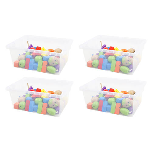 4PK Vivaio Transparent Tray Plastic Storage Organiser 150mm Clear