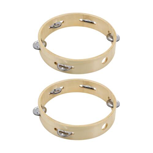 2PK Vivaio Headless Tambourine Wooden Percussion Musical Instrument 15cm Wood