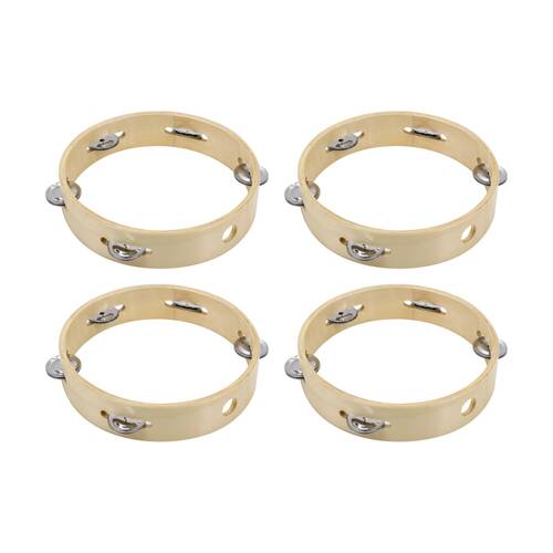 4PK Vivaio Headless Tambourine Wooden Percussion Musical Instrument 15cm Wood