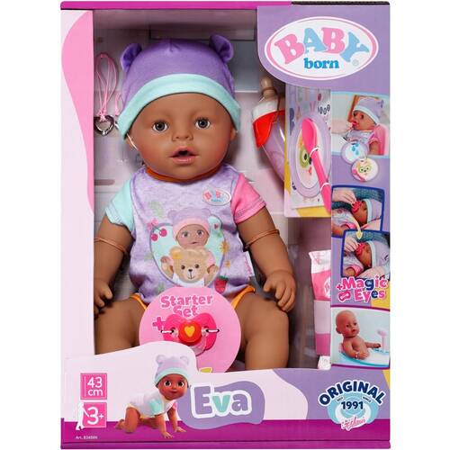 BABY Born Eva Baby Doll W/ Ten Lifelike Functions & Fun Acceccories 3y+ 43cm