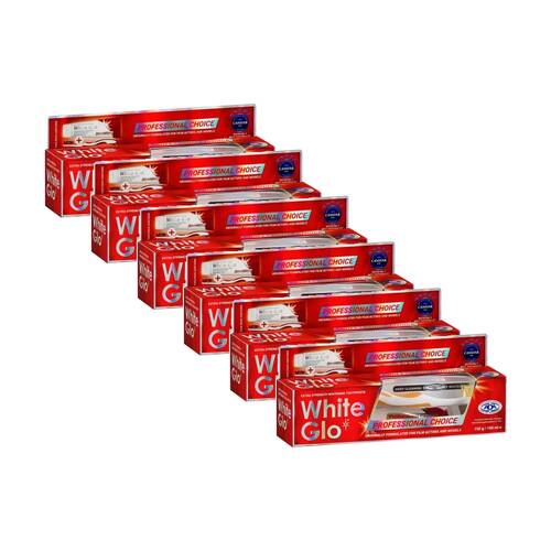 6PK White Glo Professional Choice Toothbrush & Toothpaste Set 150g