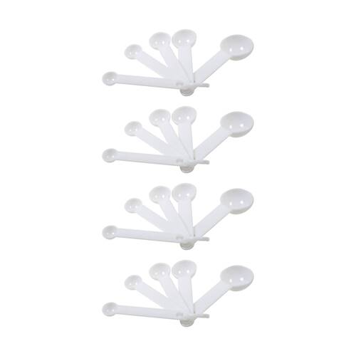 4x 5pc Educationall Measuring Spoon Plastic Metric Marked Spoons Kids White