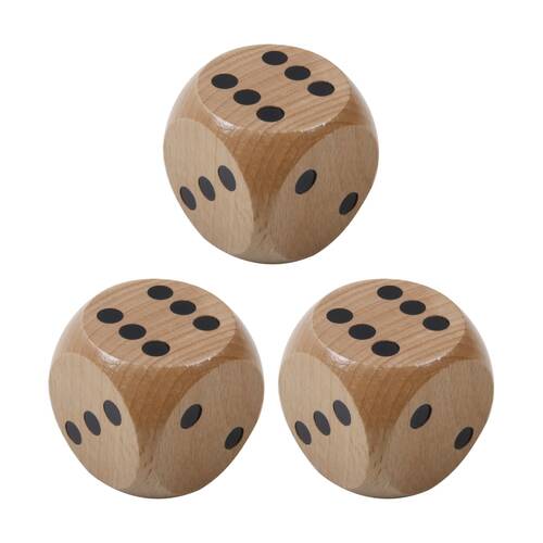 3PK Vivaio Wooden Dice Natural Wood Educational Math Toy W/ Dots 3y+ Brown