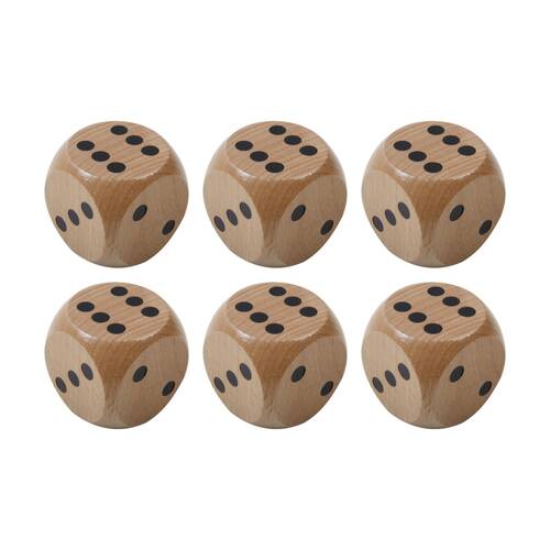 6PK Vivaio Wooden Dice Natural Wood Educational Math Toy W/ Dots 3y+ Brown