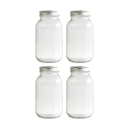 4PK Tacco Glass Jars 1L Durable Storage Container For Crafts 85x17cm Clear