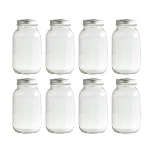 8PK Tacco Glass Jars 1L Durable Storage Container For Crafts 85x17cm Clear