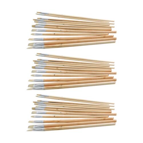 3x 12pc Tacco Paste Brushes Sizes 2-12 Flat Durable Kids 3y+ Wood