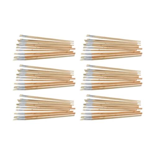 6x 12pc Tacco Paste Brushes Sizes 2-12 Flat Durable Kids 3y+ Wood