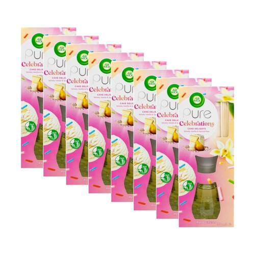 8PK Air Wick Reed Diffuser Celebrations Cake Delight Fragrance 30ml