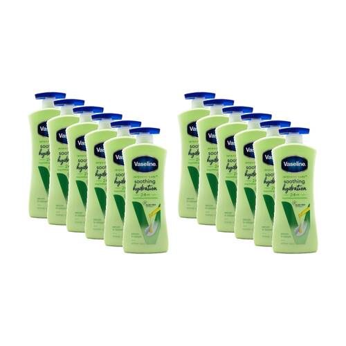 12PK Vaseline Serum In Lotion Intensive Care Hydration Aloe Vera 24HR 600ml