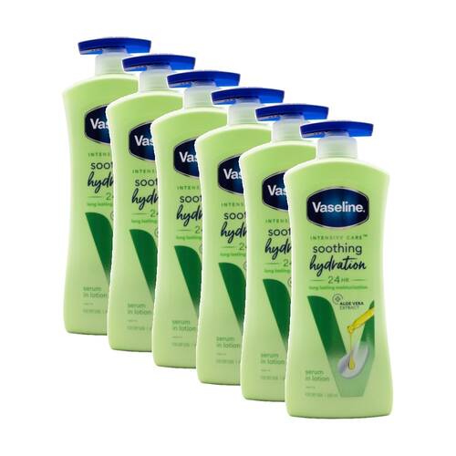 6PK Vaseline Serum In Lotion Intensive Care Hydration Aloe Vera 24HR 600ml