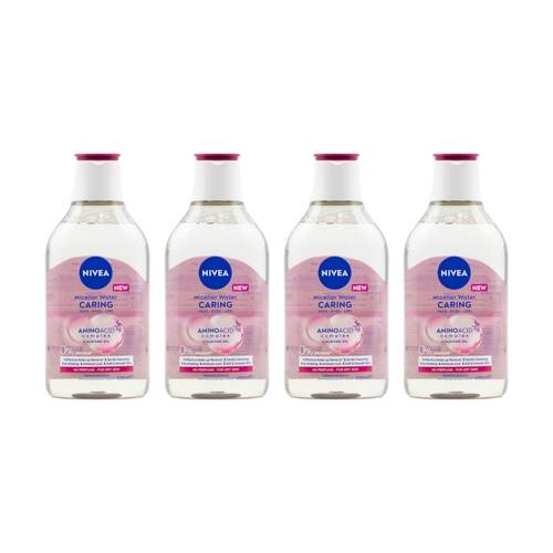 4PK Nivea Dry Skin Caring Make Up Remover Micellar Water Bottle 400ml
