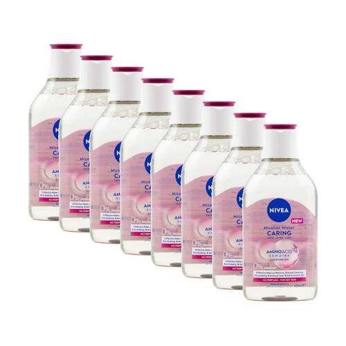 8PK Nivea Dry Skin Caring Make Up Remover Micellar Water Bottle 400ml