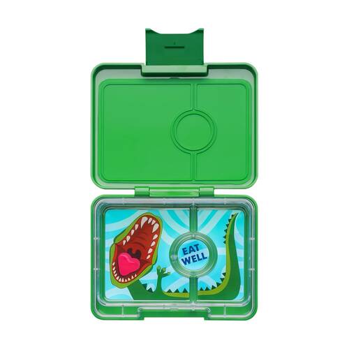 Yumbox Kids Snack Box 3 Compartment Leakproof?Lunchbox Dinosaur?Jurassic Green