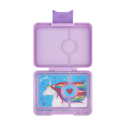 Yumbox Kids Snack Box 3 Compartment Leakproof Lunchbox Unicorn?Lavande Purple