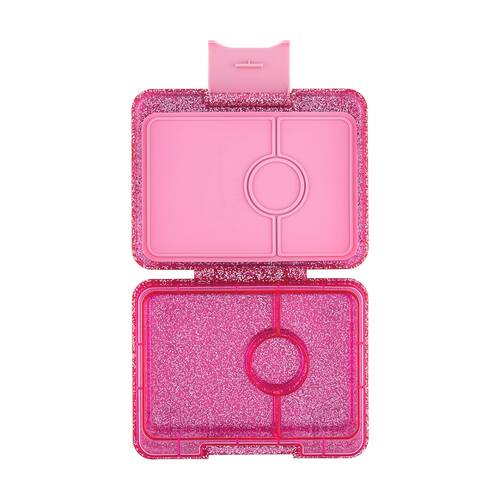 Yumbox Kids Snack Box 3 Compartment Leakproof Lunchbox Glitter Sparkle Pink