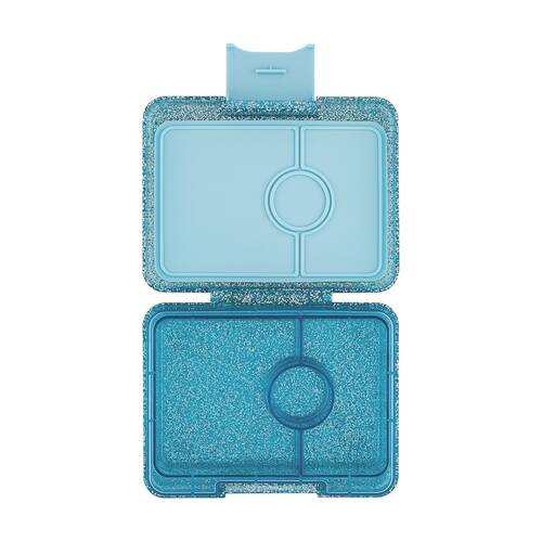 Yumbox Kids Snack Box 3 Compartment Leakproof Lunchbox Glitter Twinkle Aqua