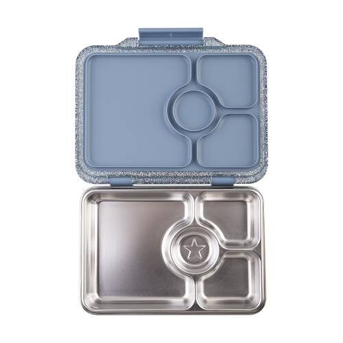Yumbox Kids Pret Stainless Steel 4 Compartment Bento Box Glitter Paris Blue