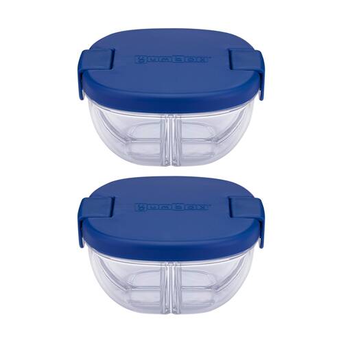 2PK Yumbox Kids 3 Compartment Leakproof Snack Bowl Container Navy Blue 384ml