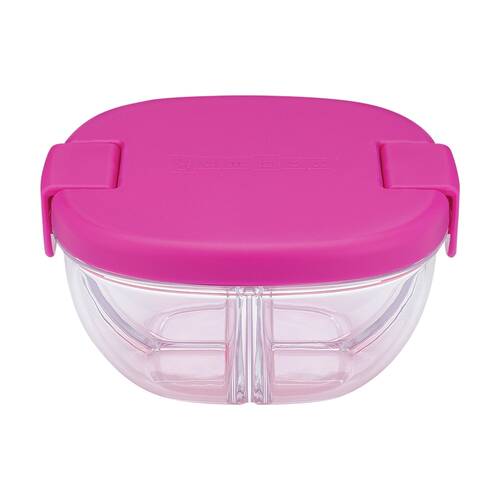 Yumbox Kids 3 Compartment?Snack Bowl Container Raspberry Pink 384ml