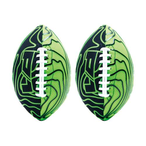2PK P1 Warrior Football Double Laces Ultra Grip Waterproof Ball 5y Black/Green