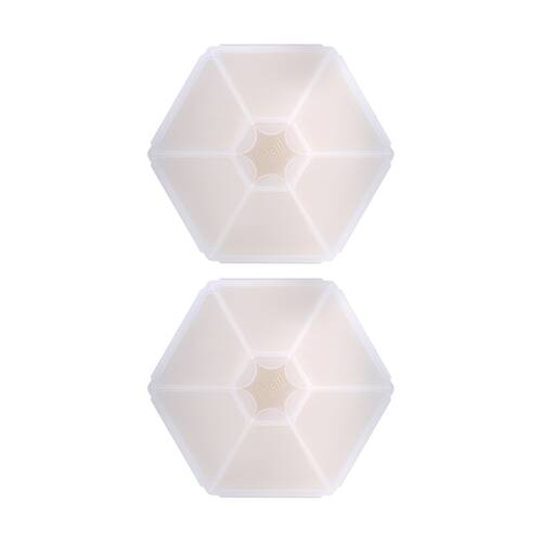 2PK Melii Kids 6 Compartment Hexagon Snackle Lunch Box Container Ivory 798ml