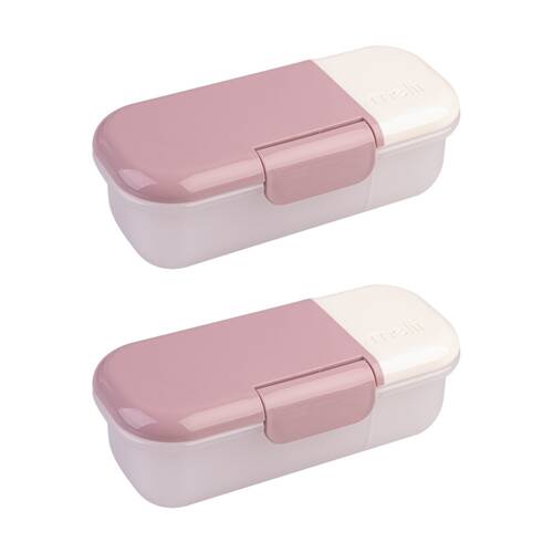 2PK Melii Snack & Dip Airtight Leakproof Food Container Pink Ivory 320ml