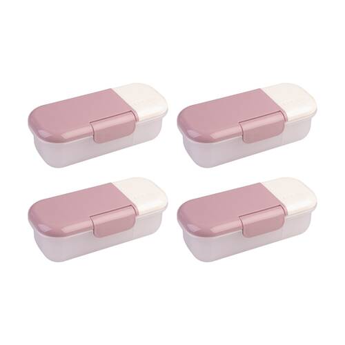 4PK Melii Snack & Dip Airtight Leakproof Food Container Pink Ivory 320ml