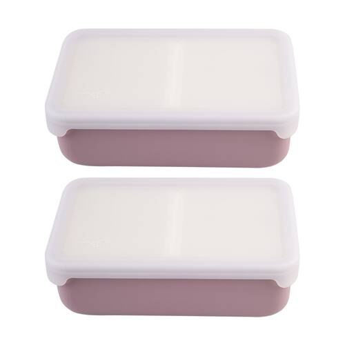 2PK Melii Silicone Bento Removable Compartments With Dividers Pink/Ivory