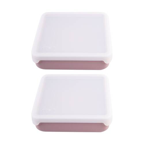 2PK Melii Silicone Kid-Friendly Sandwich Lunch Container With Lid Pink 790ml