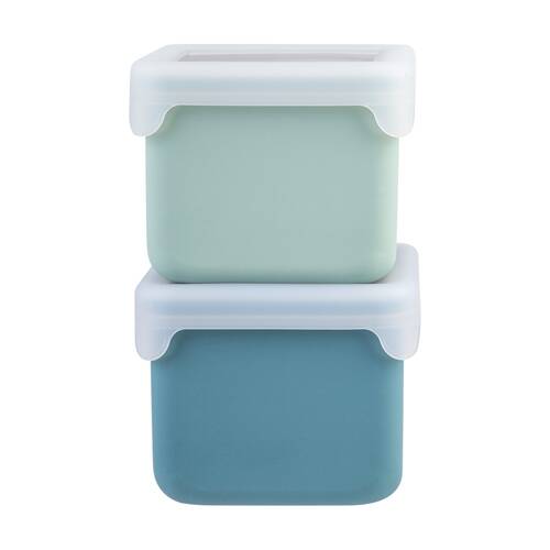 2pc Melii Silicone Kid-Friendly Snack Food Containers Set Blue/Mint 236ml