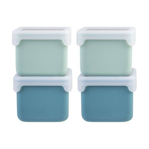 2x 2pc Melii Silicone Kid-Friendly Snack Food Containers Set Blue/Mint 236ml
