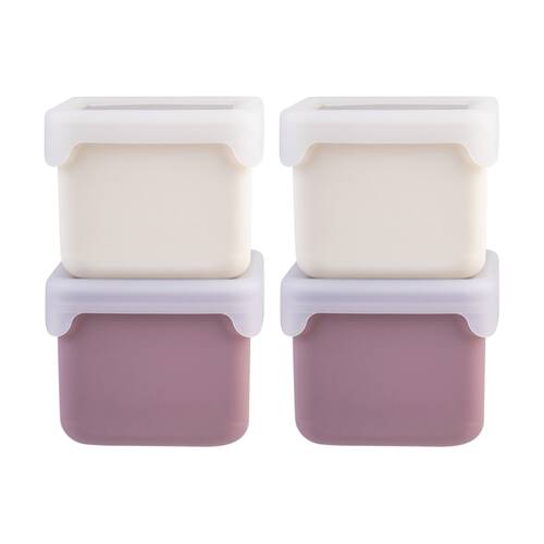 2x 2pc Melii Silicone Kid-Friendly Snack Food Containers Set Pink-Ivory 236ml