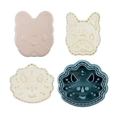 2pc Melii 3-In-1 Sandwich Crust Cutters Sealer Stamp Set Unicorn Cat