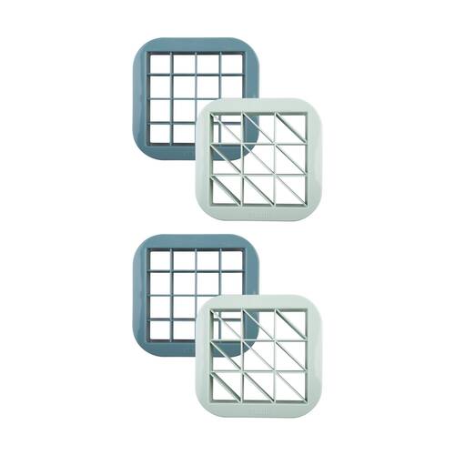 2x 2pc Melii Bite Size Sandwich Cutters Squares Triangles Set Blue/Mint