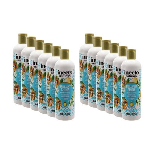 12PK Inecto Naturals Brilliant Shine Argan Oil Shampoo Dull/Frizzy Hair 500mL