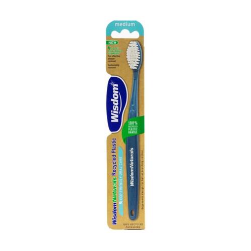 Wisdom Naturals Ergonomic Grip Toothbrush Medium Bristle Blue