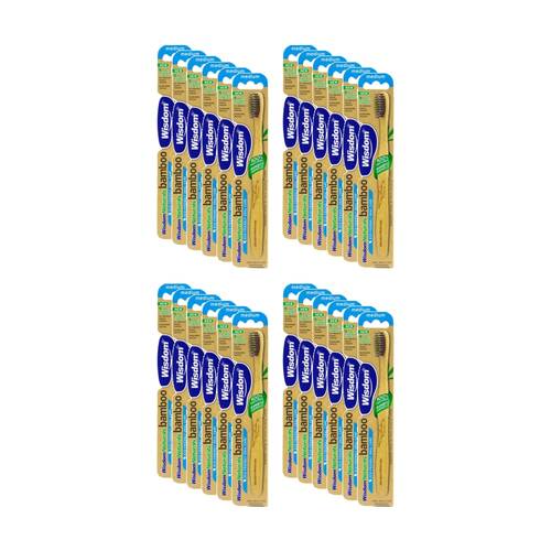 24PK Wisdom Naturals Earth Friendly Bamboo Toothbrush Medium Bristle