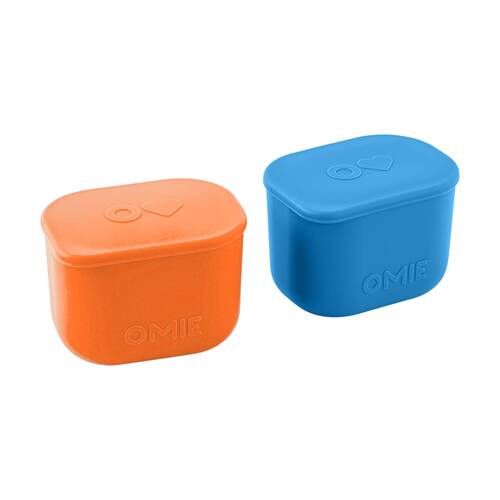 2pc Omie Omiebox Up Silicone Dip Leakproof Containers Set Blue/Orange 220ml
