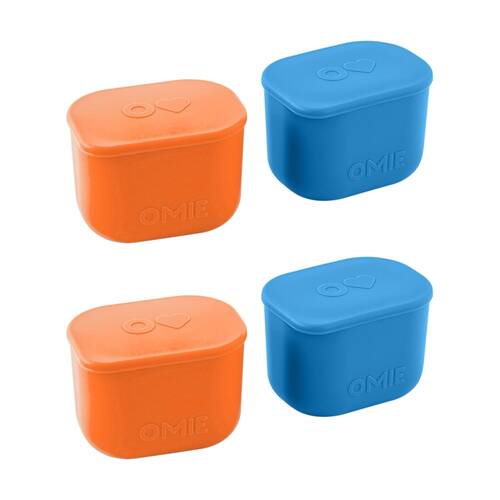 2x 2pc Omie Omiebox Up Silicone Dip Leakproof Containers Set Blue/Orange 220ml