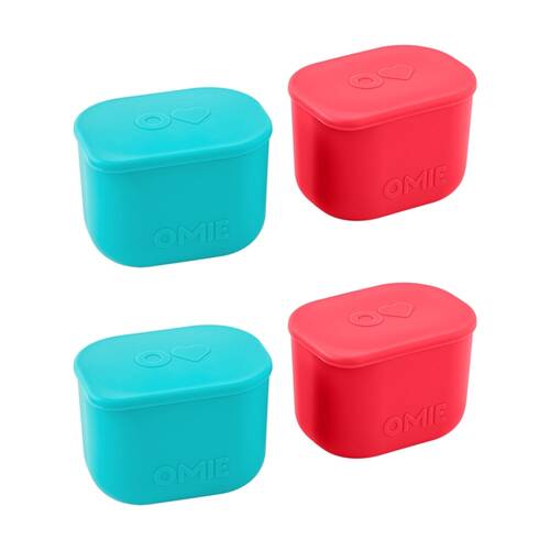 2x 2pc Omie Omiebox Up Silicone Dip Leakproof Containers Set Pink/Teal 220ml