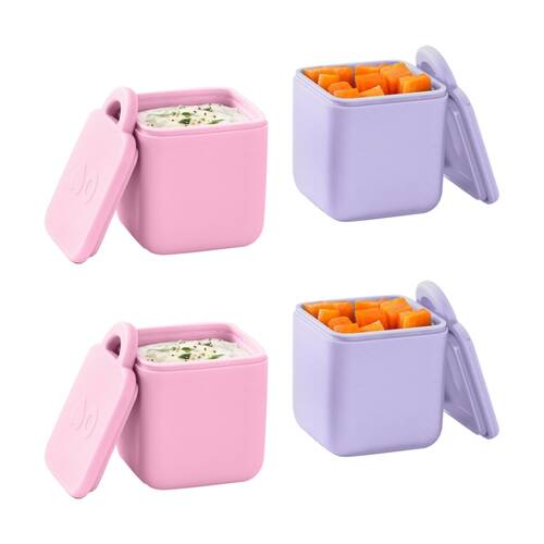 2x 2pc Omie OmieDip Silicone Leakproof Dip Containers Set Purple/Pink 220ml