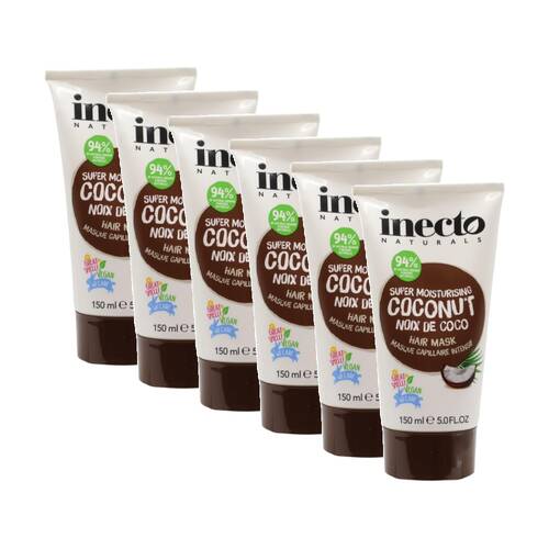 6PK Inecto Naturals Moisturising Vegan Coconut Oil Hair Mask For Dry 150mL
