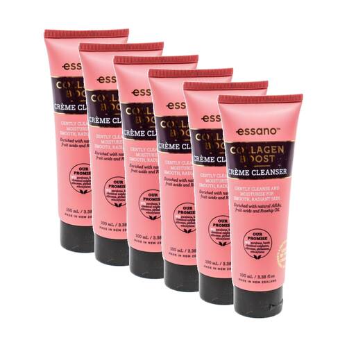 6PK Essano Collagen Boost Creme Cleanser W/ Rosehip Oil Natural & AHAs 100ml