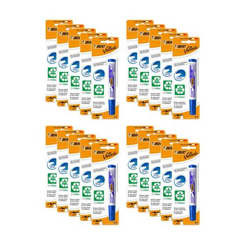 20PK BIC Whiteboard Marker Velleda Dry Wipe Ecolutions Low Odour Blue Large